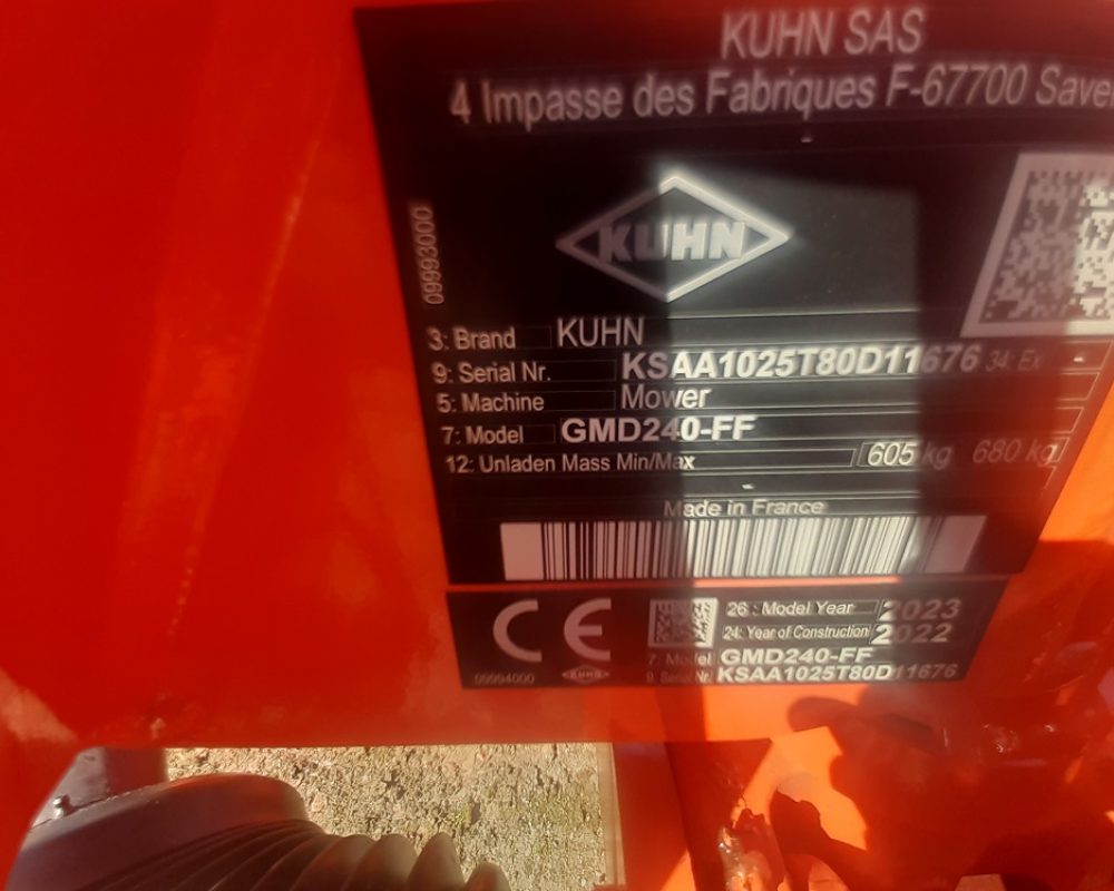 KUHN GMD240 FF KUHN DISC MOWER